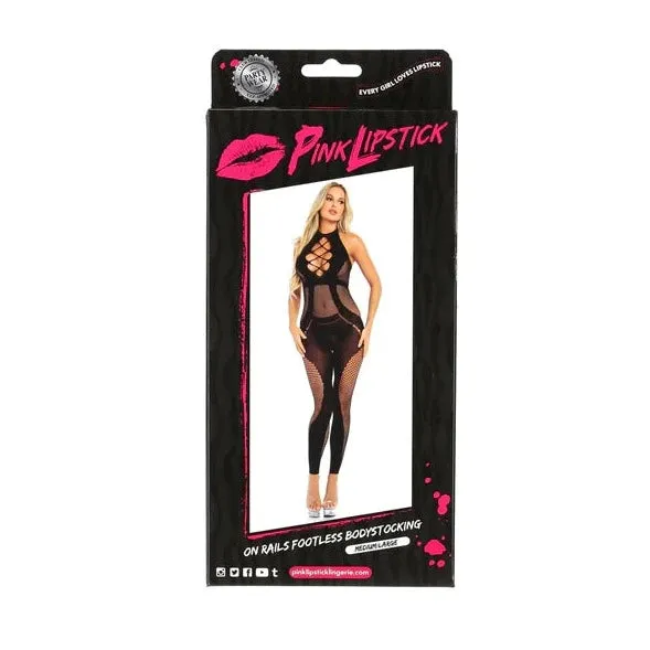 Anal Pink Lipstick Lingerie Pink Lipstick Lingerie ON RAILS FOOTLESS BODYSTOCKING Black Open Crotch