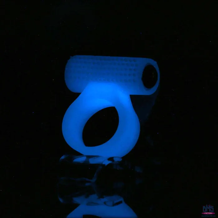 PowerBullet Cosmic Ring Vibrating Cock Ring GlowintheDark Blue PowerBullet Male Sex Toys