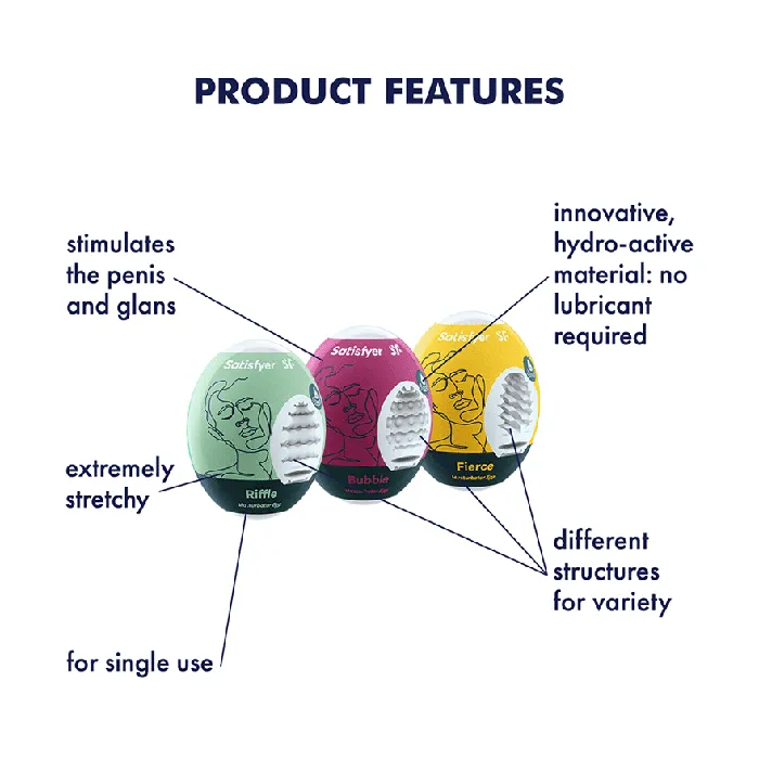 Satisfyer Satisfyer 3 Piece Masturbator Egg Set Male Sex Toys Satisfyer Satisfyer 3 Piece Masturbator Egg Set Male Sex Toys
