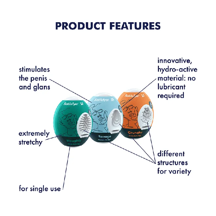 Satisfyer Satisfyer 3 Piece Masturbator Egg Set Male Sex Toys Satisfyer Satisfyer 3 Piece Masturbator Egg Set Male Sex Toys