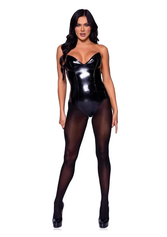 Leg Avenue Teddies And Bodies Leg Avenue Vinyl Boned Bodysuit
