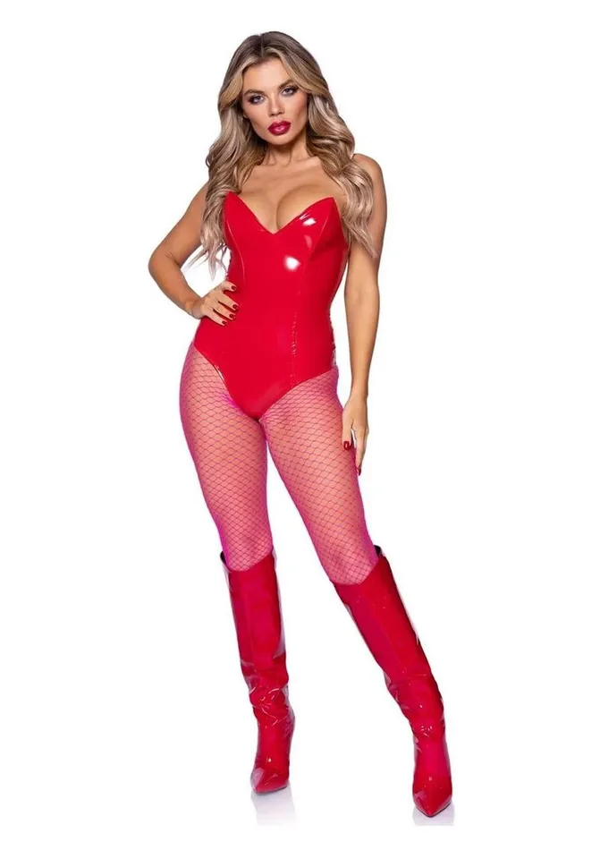 Leg Avenue Teddies And Bodies Leg Avenue Vinyl Boned Bodysuit
