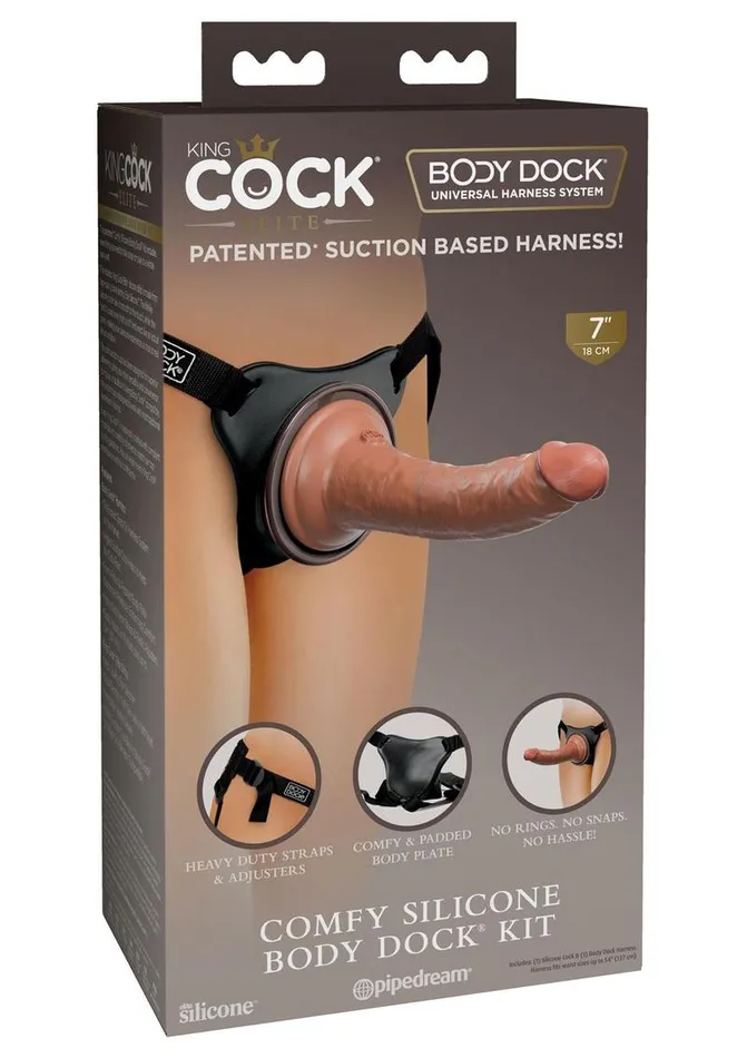 Female Sex Toys King Cock King Cock Comfy Silicone Body Dock StrapOn Kit with Dildo
