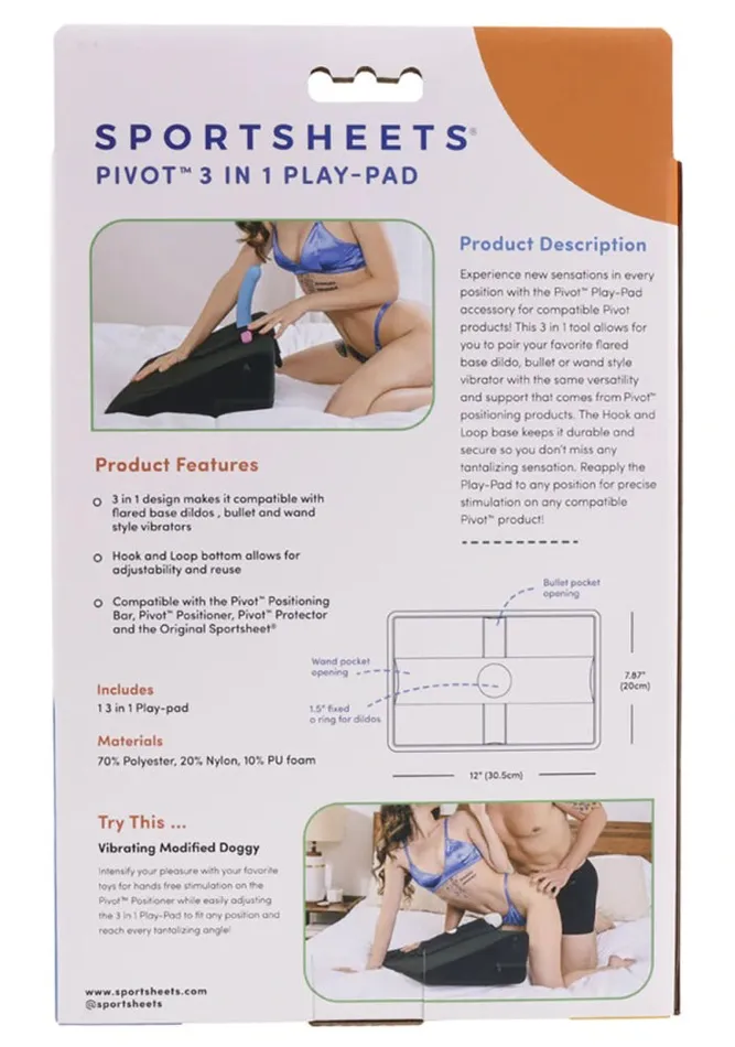 Pivot 3 in 1 Play Pad Black Sportsheets Anal Pivot 3 in 1 Play Pad Black Sportsheets Anal