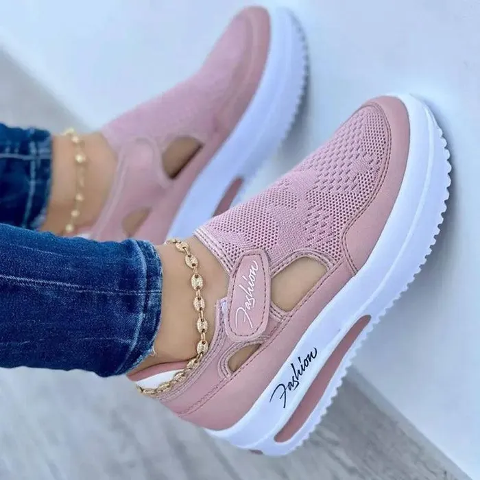 Vibrators cj Flat Fly Knit Breathable Velcro Casual Mesh Shoes