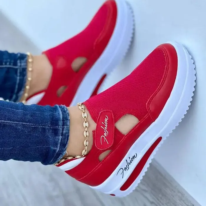 Vibrators cj Flat Fly Knit Breathable Velcro Casual Mesh Shoes