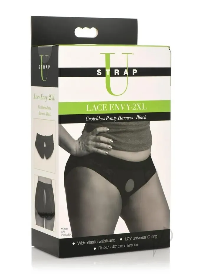XR Brands Strap U Female Sex Toys Lace Envy Crotchless Panty Harness 2xl Black XR Brands Strap U Female Sex Toys Lace Envy Crotchless Panty Harness 2xl Black